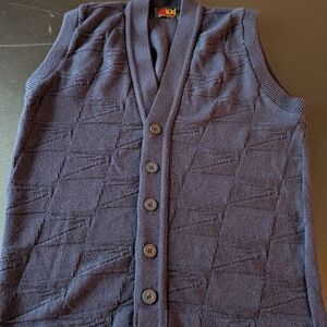 SFKM Vintage Men's Navy Blue Knitted Vest Mens Small S
